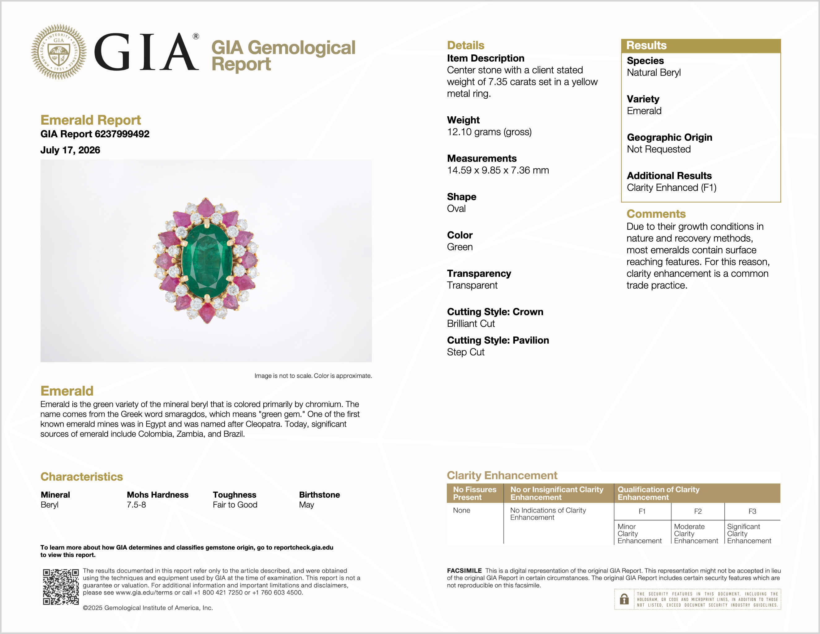 GIA Certified 11.39Ct Zambian Emerald, Ruby & Diamond 18K Gold Cocktail Ring