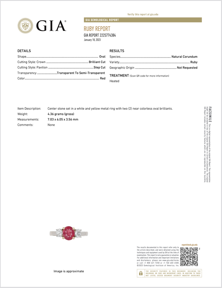 GIA Natural 1.83Cts Ruby Diamond Solid 950 Platinum 18K Gold Three Stone Engagement Ring