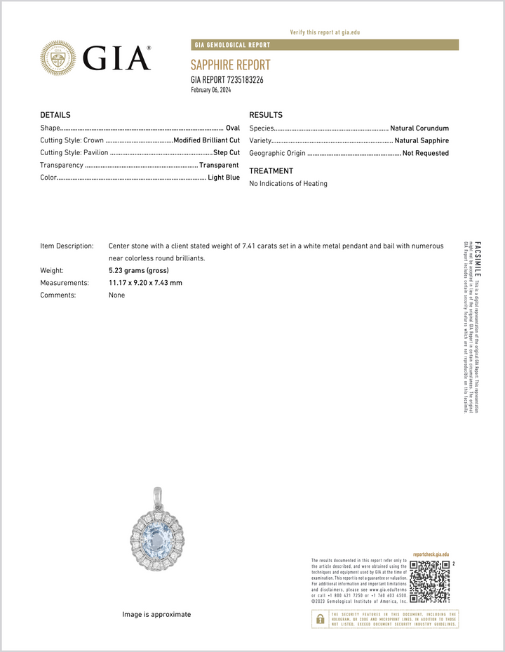 GIA Certified Natural 7.98CTS VS F Diamond Blue Sapphire 18K Solid Gold Slide Pendant Necklace