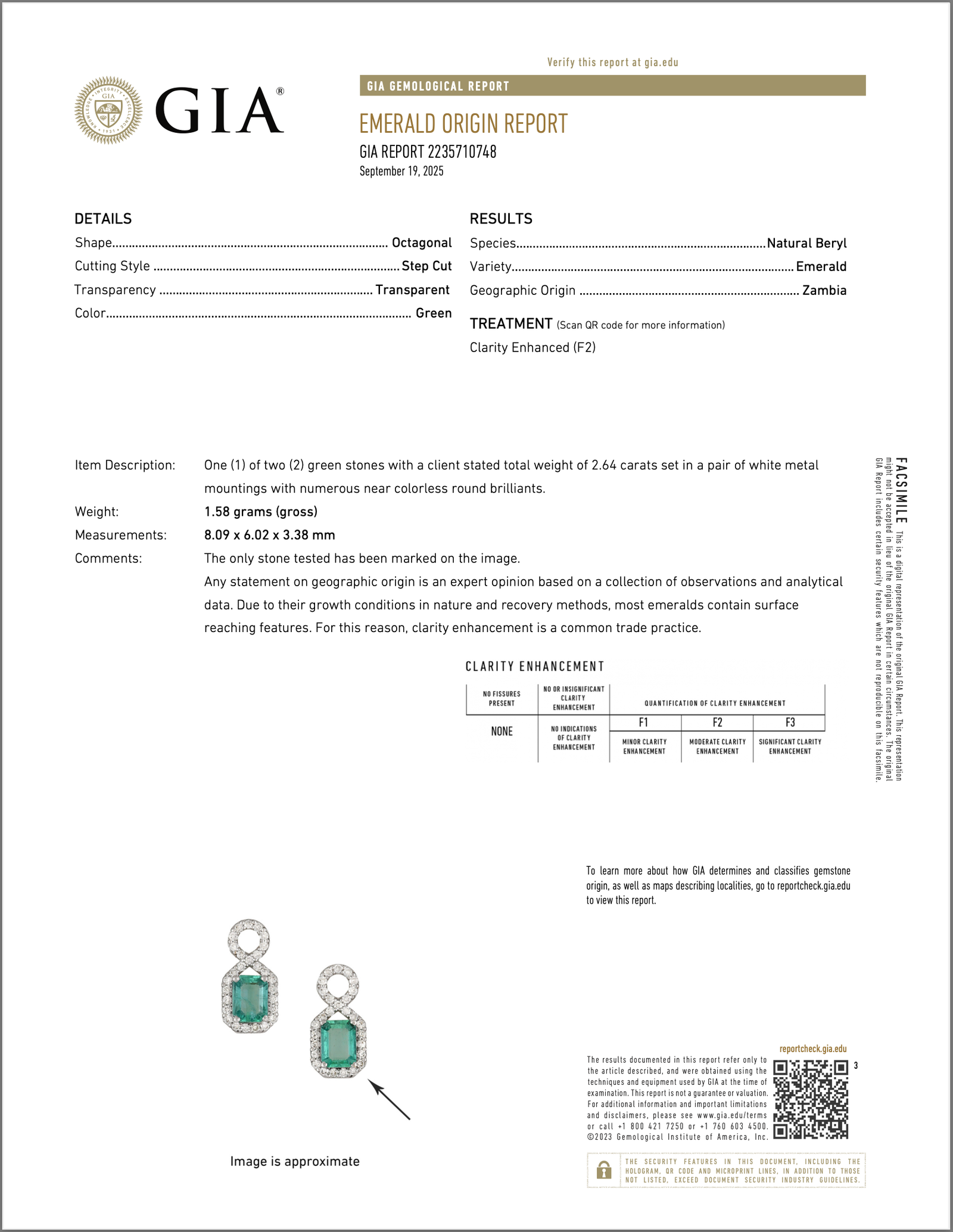GIA Natural 4.12Cts VS F Diamond Emerald 18K Solid Gold Dangle Hoop 2-IN-1 Earrings