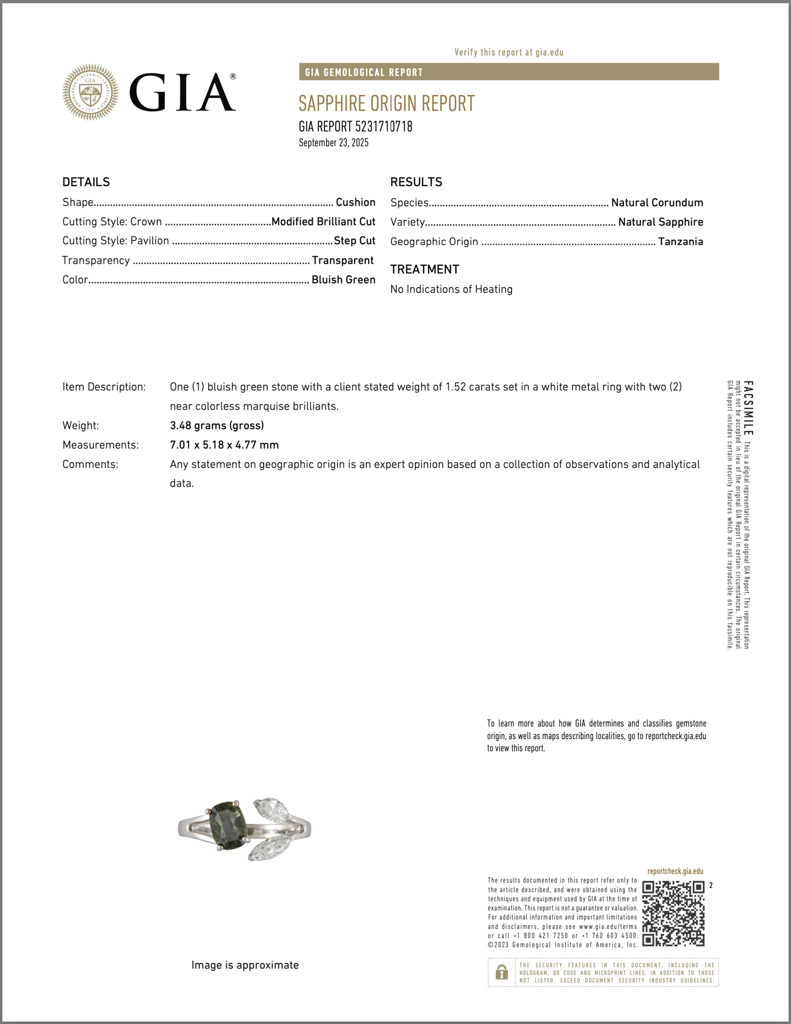 GIA Natural 2.10Cts VS F Diamond Unheated Bluish Green Sapphire 18K Gold Toi et Moi Bypass Ring