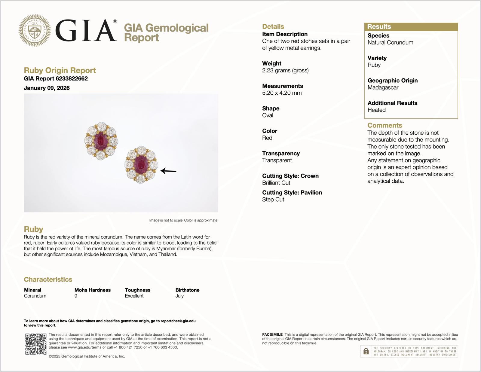 GIA Natural 2.12CTS VS F Diamond Madagascar Ruby 18K Gold Cluster Halo Earrings