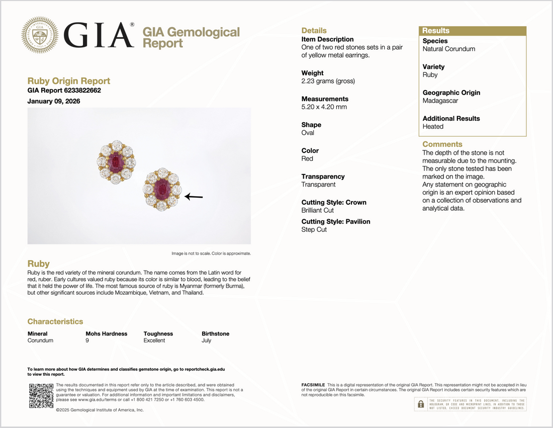 GIA Natural 2.12CTS VS F Diamond Madagascar Ruby 18K Gold Cluster Halo Earrings
