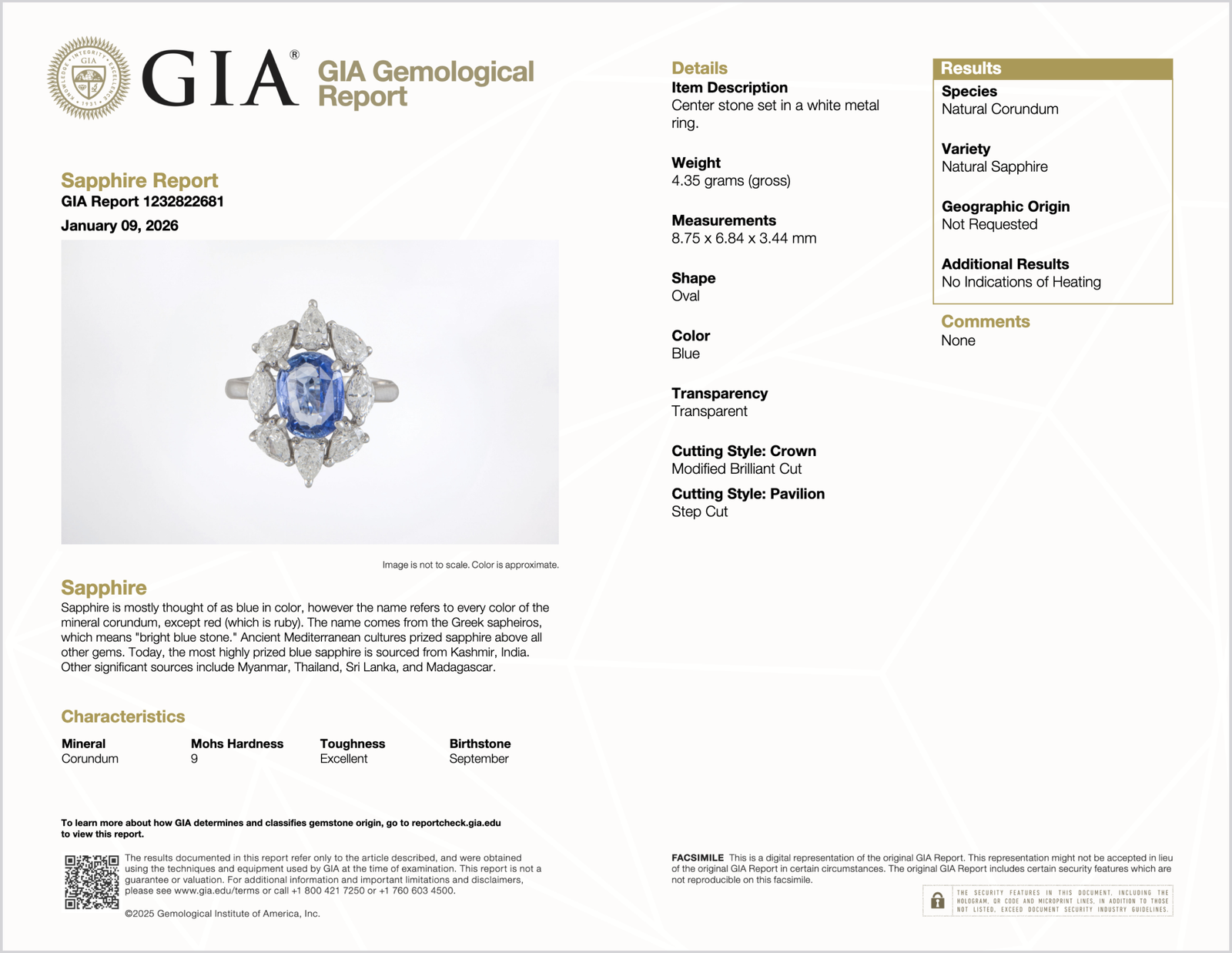 GIA Certified 3.29CT No-Heat Blue Sapphire & Diamond 18K Gold Halo Ring