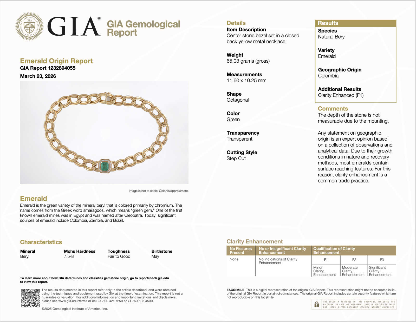 GIA Certified Natural 6.91Cts Colombian Emerald & Diamond 14K Italian Gold Statement Necklace