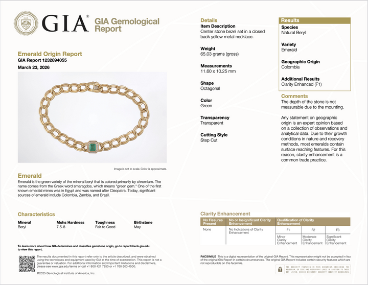 GIA Certified Natural 6.91Cts Colombian Emerald & Diamond 14K Italian Gold Statement Necklace