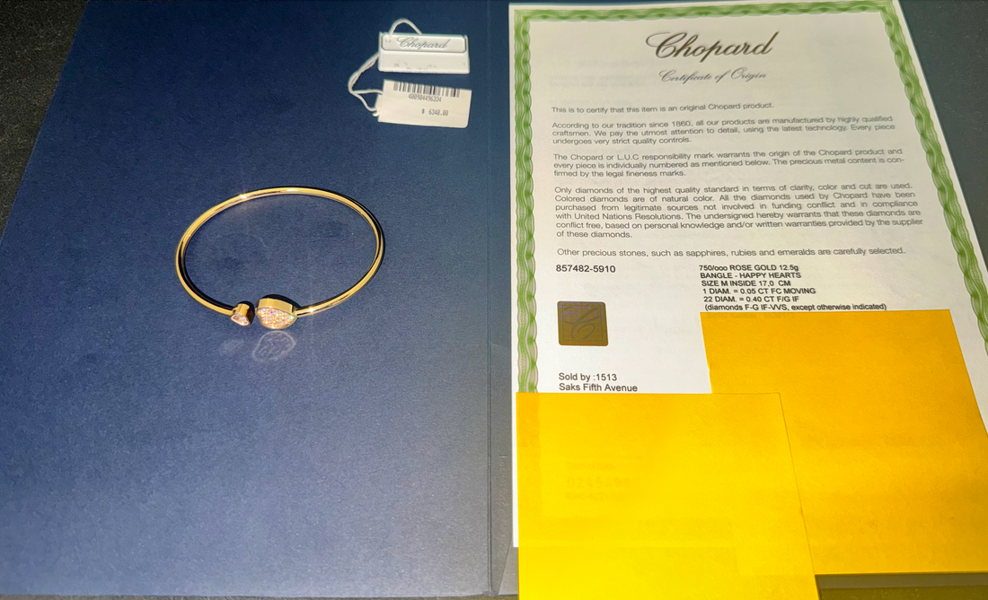 Authentic Chopard Happy Hearts 0.45ct Diamond Open Bangle Bracelet in 18K Rose Gold