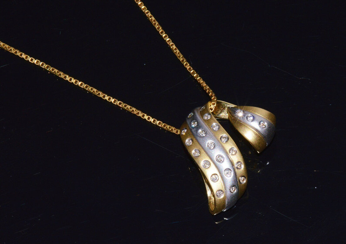 Vintage Natural 0.23CTS Diamond 14K Solid Gold Slide Pendant