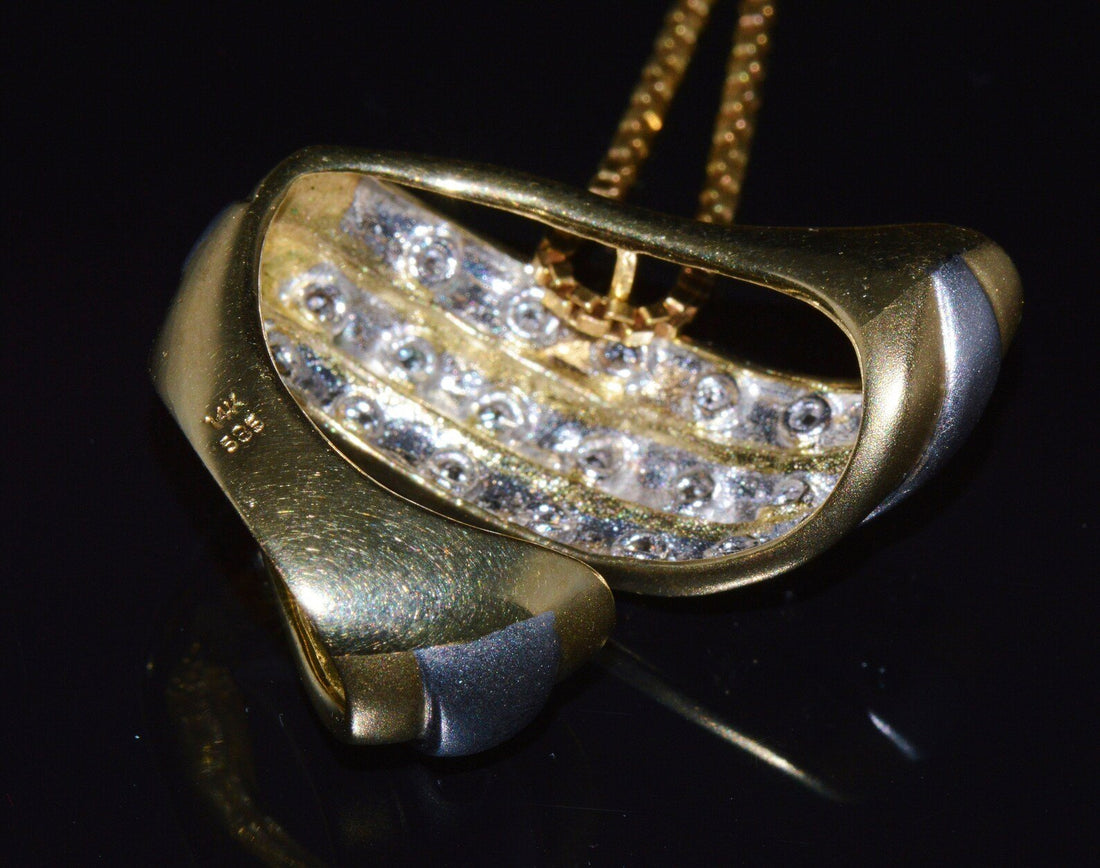 Vintage Natural 0.23CTS Diamond 14K Solid Gold Slide Pendant