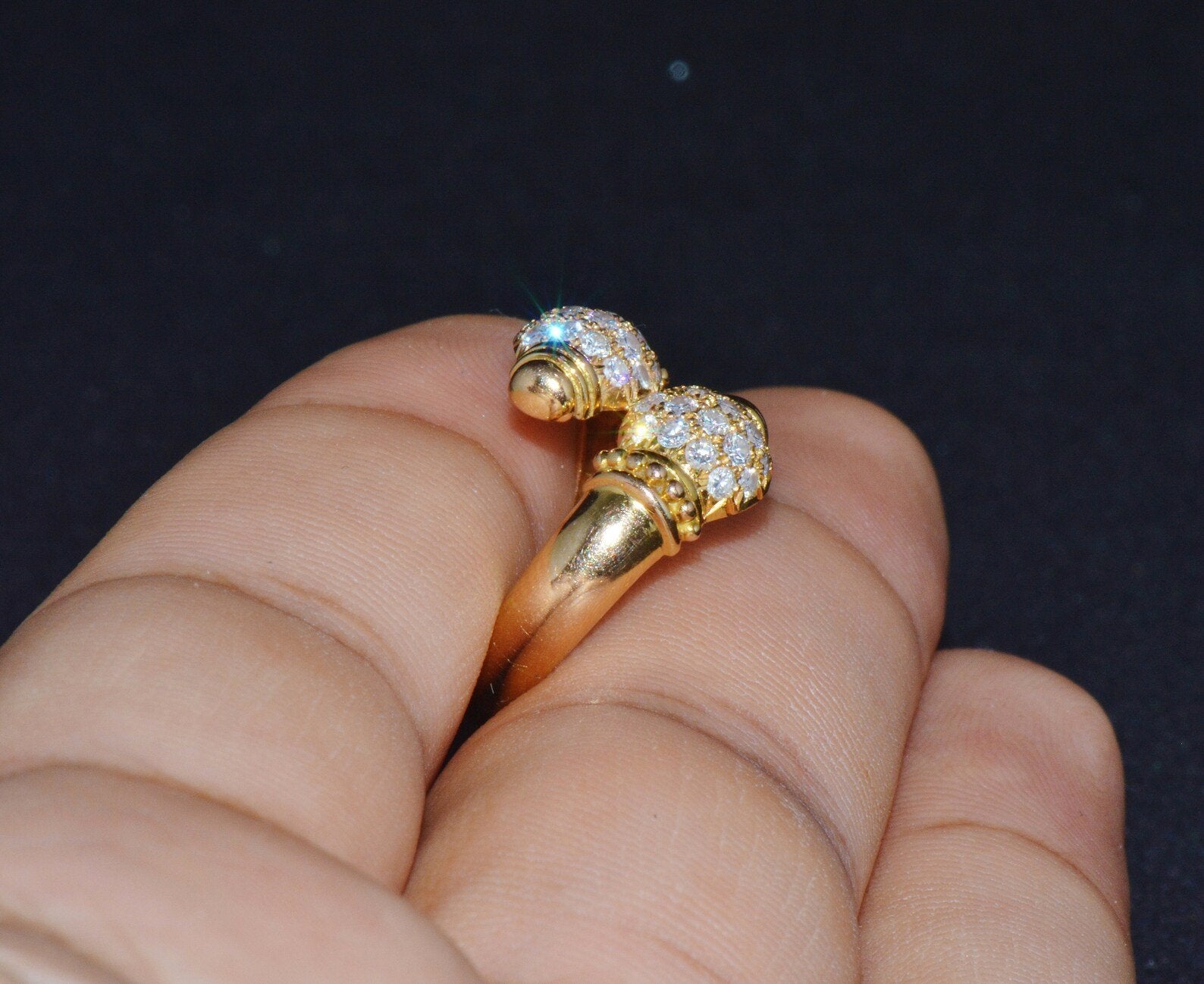 Genuine Natural 0.79CTS VVS G Diamond 18K Solid Gold Bypass Ring