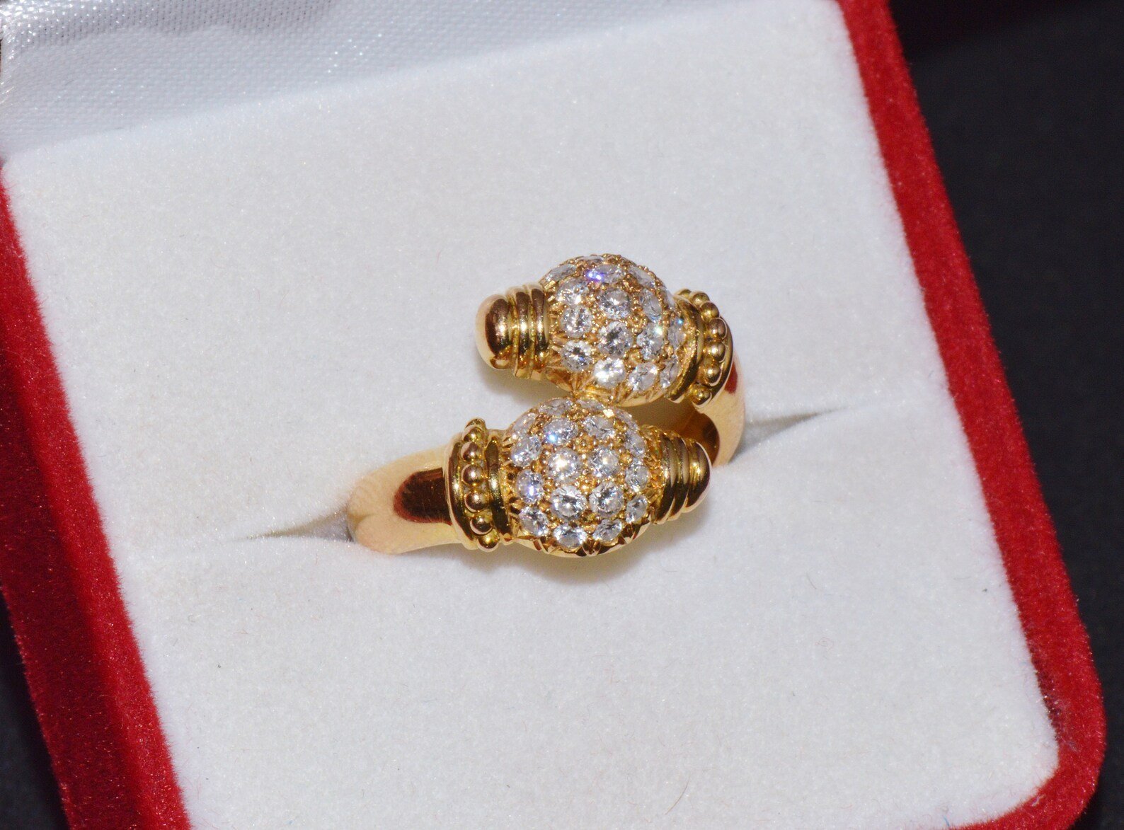 Genuine Natural 0.79CTS VVS G Diamond 18K Solid Gold Bypass Ring