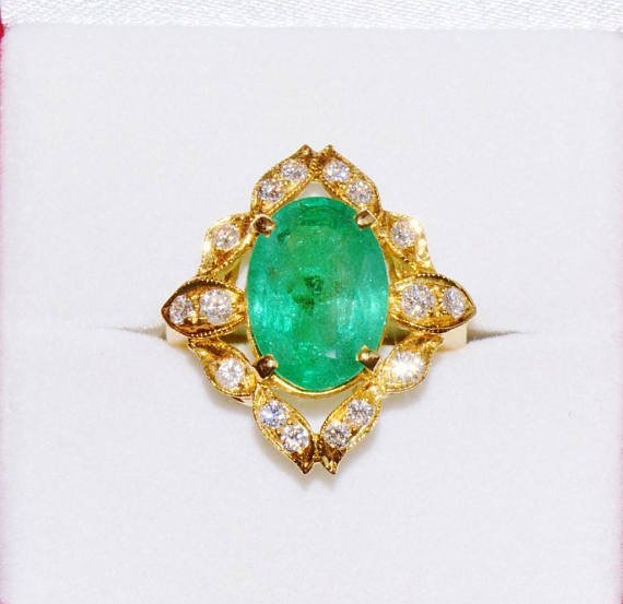 GIA Certified Natural 6.9CTS VS E Diamond Emerald 18K Solid Gold Ring