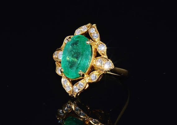 GIA Certified Natural 6.9CTS VS E Diamond Emerald 18K Solid Gold Ring