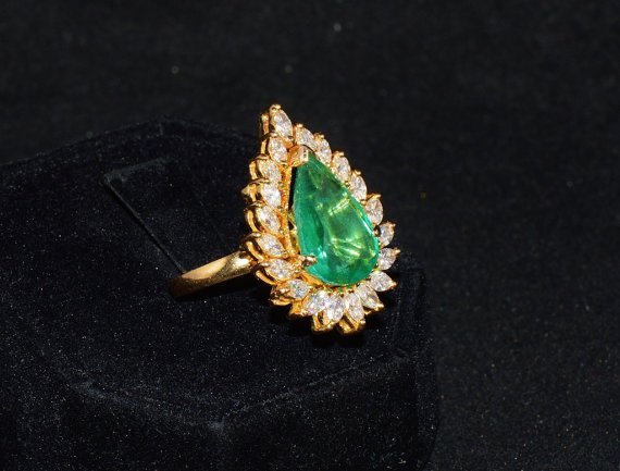 GIA Certified Natural 8.5CTS Zambian Emerald VS F Diamond 18K Solid Gold Statement Ring
