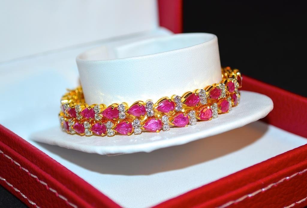 Certified Natural 10.35CTS VS F Diamond Ruby 18K Solid Gold Stackable Single Bangle
