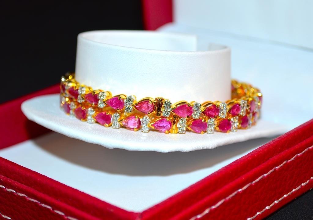 Certified Natural 10.35CTS VS F Diamond Ruby 18K Solid Gold Stackable Single Bangle